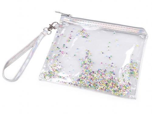 Pouzdro / kosmetická taška s přesýpacími flitry 14,5x17 cm, barva 3 multikolor