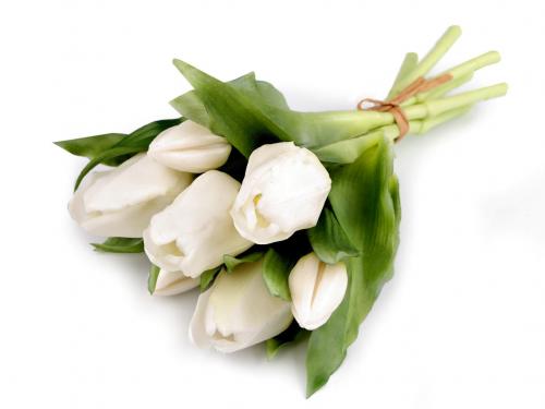 Umělá kytice tulipán, barva 1 bílá