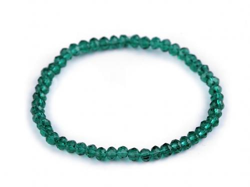 Náramek pružný z broušených korálků, barva 5 zelená smaragdová