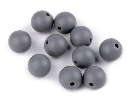 Silikonové korálky Ø12 mm, barva 4 (10) šedá