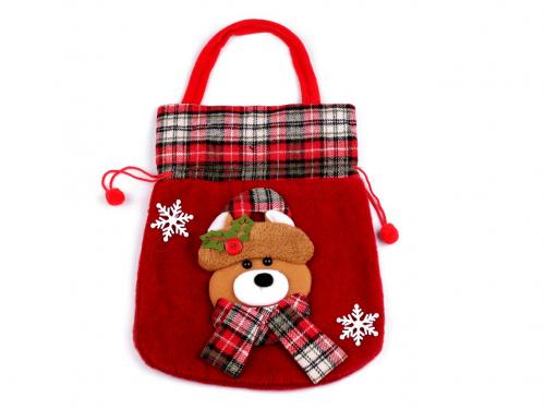 Mikulášská / vánoční taška 27x33 cm, barva 4 červená medvěd