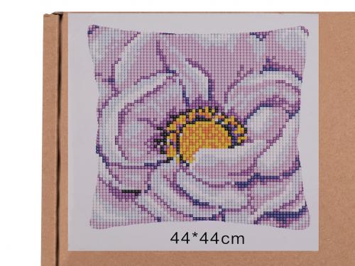 Kreativní sada povlak na polštář k vyšívání, barva 2 fialovorůžová květ