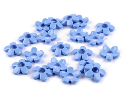 Plastové korálky květ Ø18 mm, barva 6 modrá světlá