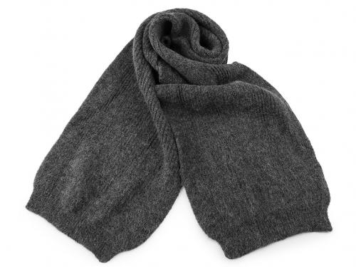 Zimní šála pletená unisex 25x150 cm, barva 2 šedá