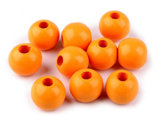 Dřevěné korálky Ø25 mm, barva 2 oranžová