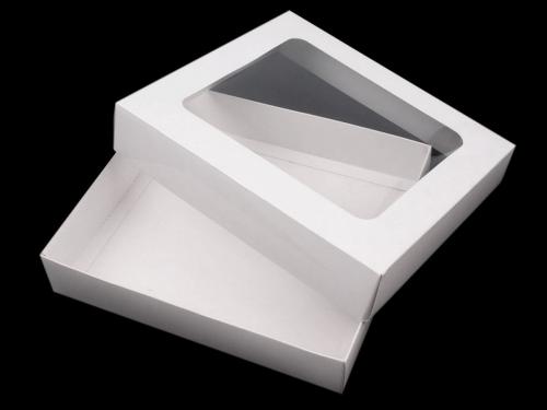 Papírová krabice natural s průhledem, barva 2 bílá
