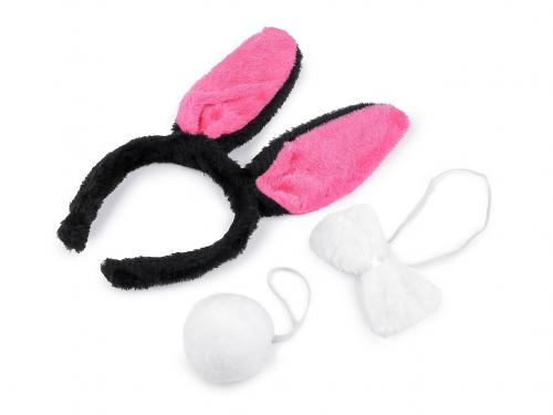 Karnevalová sada - zajíc / králík, barva 2 pink černá