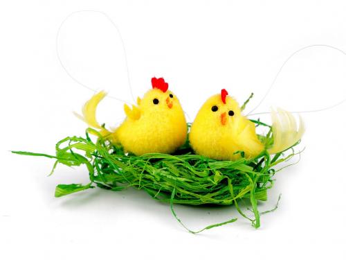Velikonoční dekorace kuřátka k zavěšení, barva 2 žlutá zelená