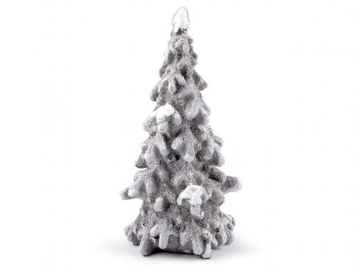 Dekorační vánoční stromeček s glitry 20 cm, barva béžová bílá