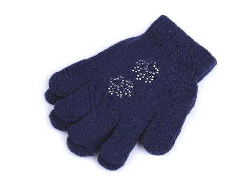 Dětské rukavice s kamínky, barva 9 modrá námořnická