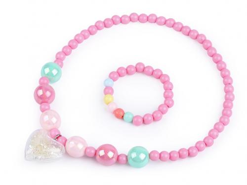 Dětská sada náhrdelník a náramek, barva 3 růžová střední