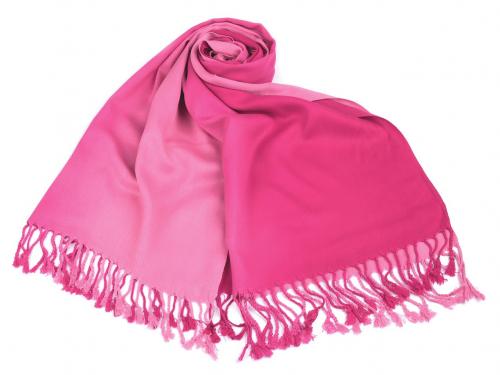 Šátek / šála ombré s třásněmi 65x180 cm, barva 5 pink růžová
