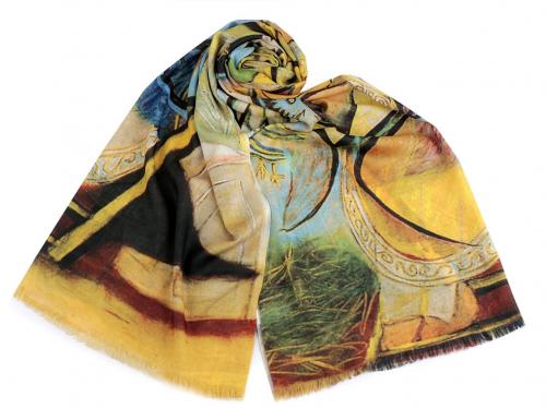 Bavlněný šátek / šála 70x170 cm, barva 9 žlutozelená