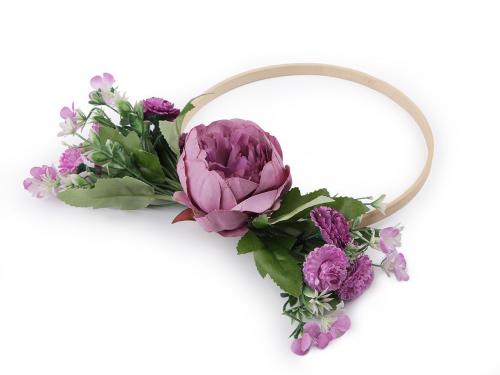 Svatební dekorace kruh s květy Ø19,5 cm, barva 3 fialová sv.