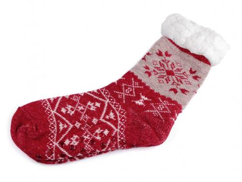 Ponožky zimní s protiskluzem, dlouhé, barva 22 (vel. 39-42) červená