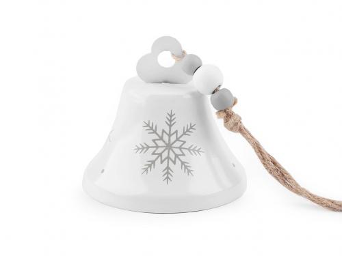 Zvonek s vločkami Ø80 mm, barva 1 bílá lesk