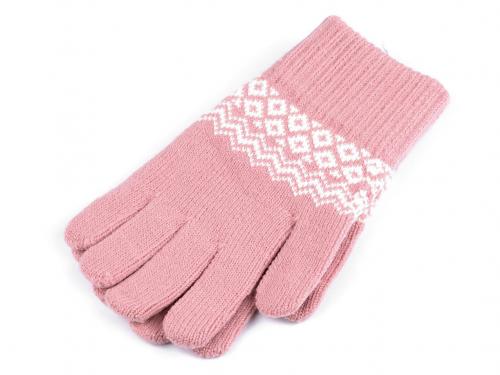 Dámské / dívčí pletené rukavice, barva 2 pudrová