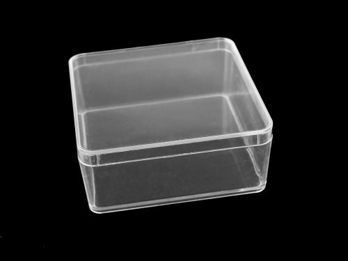 Plastová krabička / box s víkem 9,5x9,5x4 cm, barva transparent