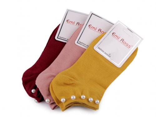 Dámské bavlněné ponožky kotníkové s perlami, barva 5 (vel. 35-38) mix