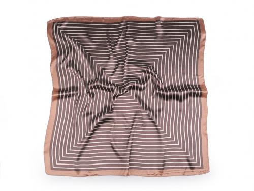 Saténový šátek 55x55 cm, barva 29 hnědá střední