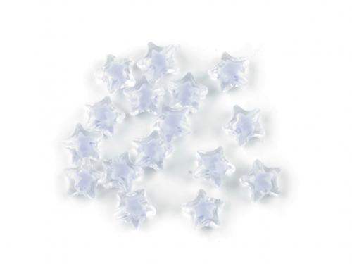 Plastové korálky hvězda Ø11 mm s efektem barev uvnitř, barva 5 modrá pomněnková
