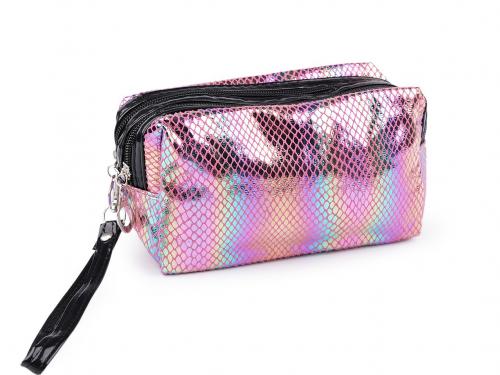 Pouzdro / kosmetická taška metalická  10x17,5 cm, barva 4 růžová střední