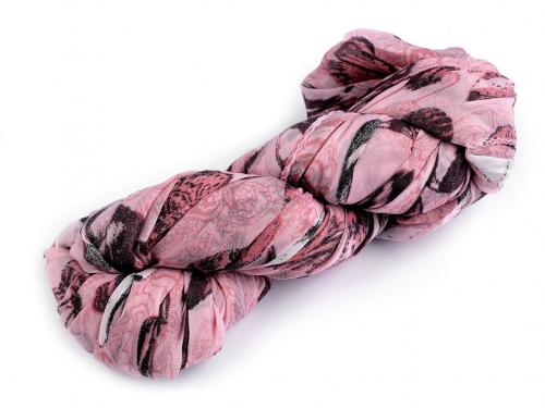 Letní šátek / šála motýl 80x165 cm, barva 4 růžová sv.
