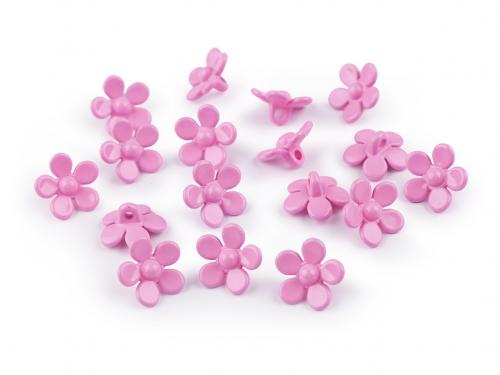 Plastové knoflíky / korálky květ Ø15 mm, barva 3 růžová světlá