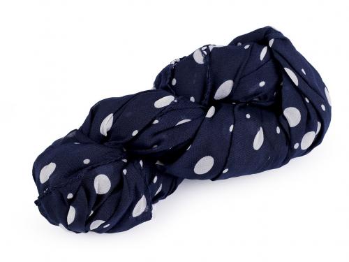 Letní šátek / šála puntík 70x160 cm, barva 6 modrá tmavá bílá