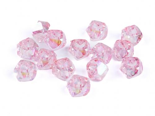 Plastové korálky s velkým průvlekem diamant s AB efektem 8x13 mm, barva 3 růžová světlá