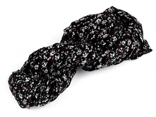 Letní šátek / šála květy 80x160 cm, barva 8 černá