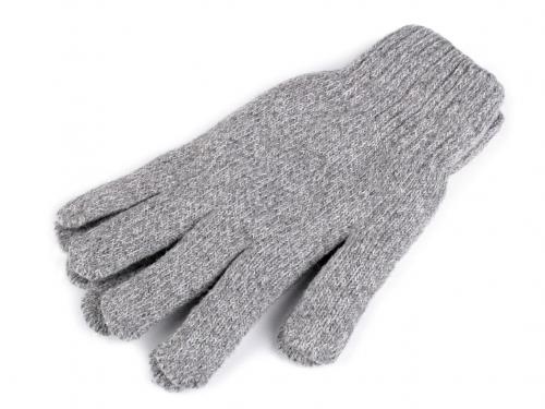 Pánské pletené rukavice žíhané zateplené, barva 1 šedá světlá
