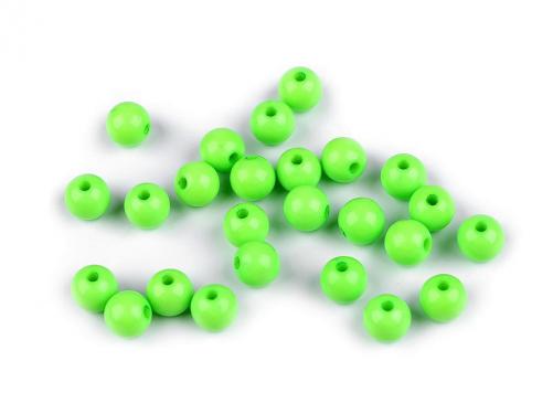 Plastové korálky Color Ø8 mm, barva 7 zelená sv.