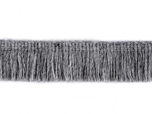 Oděvní třásně s podílem vlny šíře 25 mm, barva 3 (20) šedá