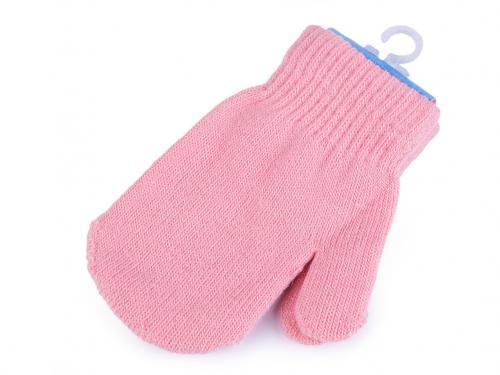 Dětské pletené rukavice palčáky, barva 4 růžová sv.