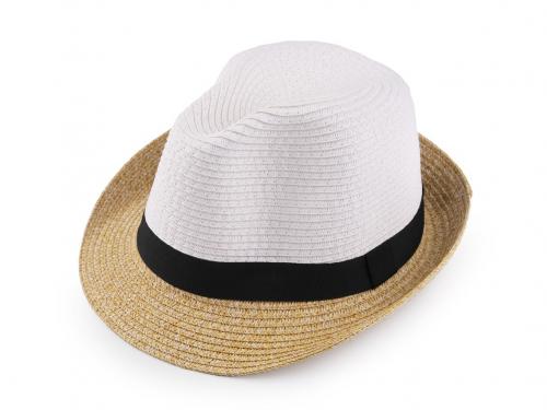 Letní klobouk / slamák unisex, barva 1 béžová světlá bílá