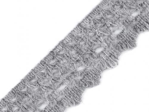Oděvní prýmek s podílem vlny šíře 45 mm, barva 3 (20) šedá