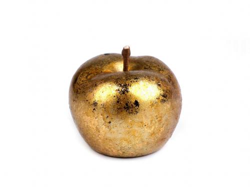 Dekorace jablko metalické, barva 2 zlatá