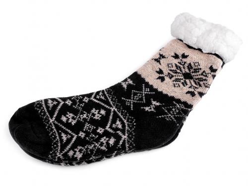Ponožky zimní s protiskluzem, dlouhé, barva 19 (vel. 35-38) modrá tmavá