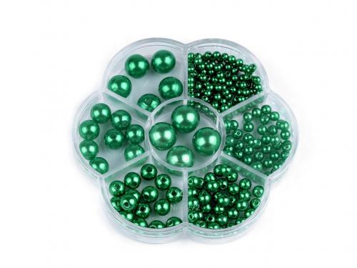 Sada plastových voskových korálků v boxu, barva 9 zelená