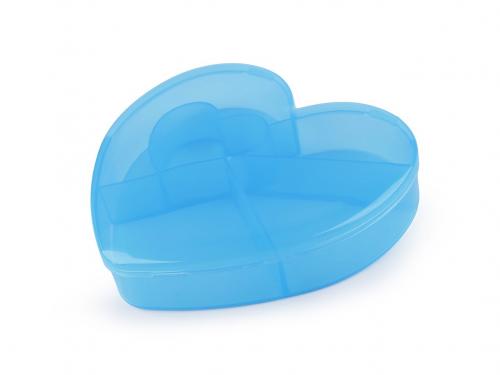 Plastový box / zásobník srdce 12x13,5x2,5 cm, barva 4 modrá