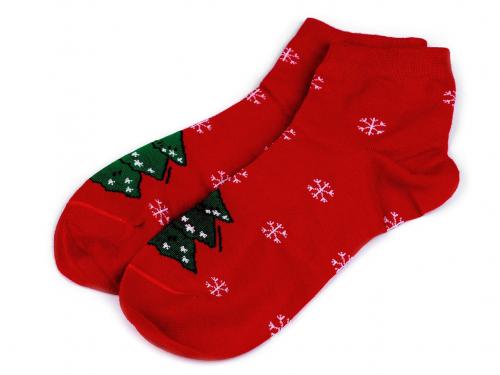 Dívčí / dámské vánoční ponožky v dárkové kouli s kovovou vločkou, barva 6 (vel. 39-42) červená