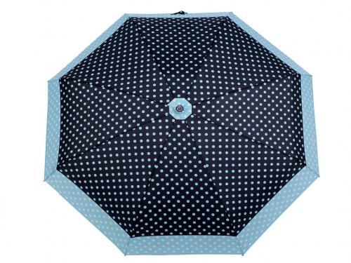 Dámský mini skládací deštník, barva 3 černá modrá světlá