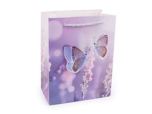 Dárková taška motýl, střední velikost, barva 4 levandulová