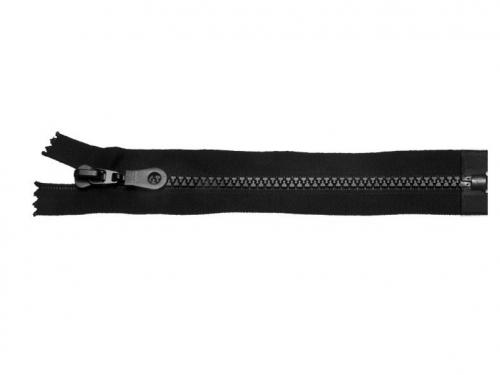 Kostěný zip šíře 5 mm délka 45 cm bundový, barva Černá