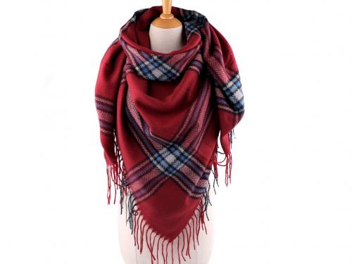 Velký teplý šátek / pléd 130x135 cm, barva 3 bordó sv.