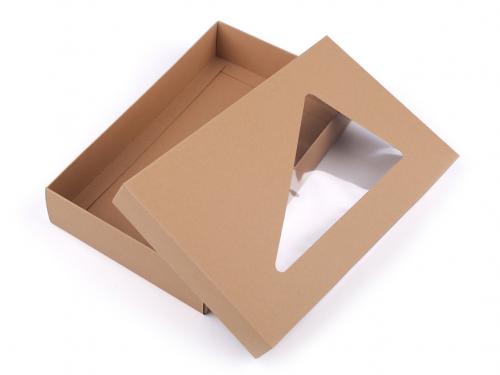 Papírová krabice natural s průhledem, barva hnědá přírodní