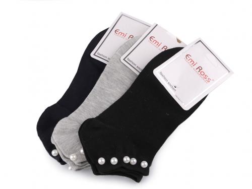 Dámské bavlněné ponožky kotníkové s perlami, barva 12 (vel. 39-42) mix