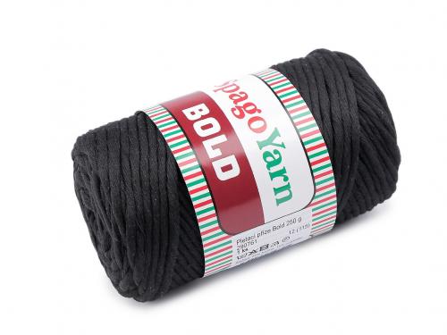 Špagetová pletací příze Bold 250 g, barva 12 (115) černá
