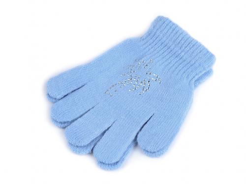 Dětské rukavice s kamínky, barva 8 modrá světlá